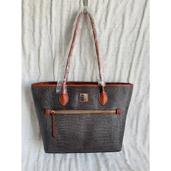 NWT Dooney & Bourke Embossed Lizard Tote -BLIZD 1964 GYTN - Picture 5 of 10